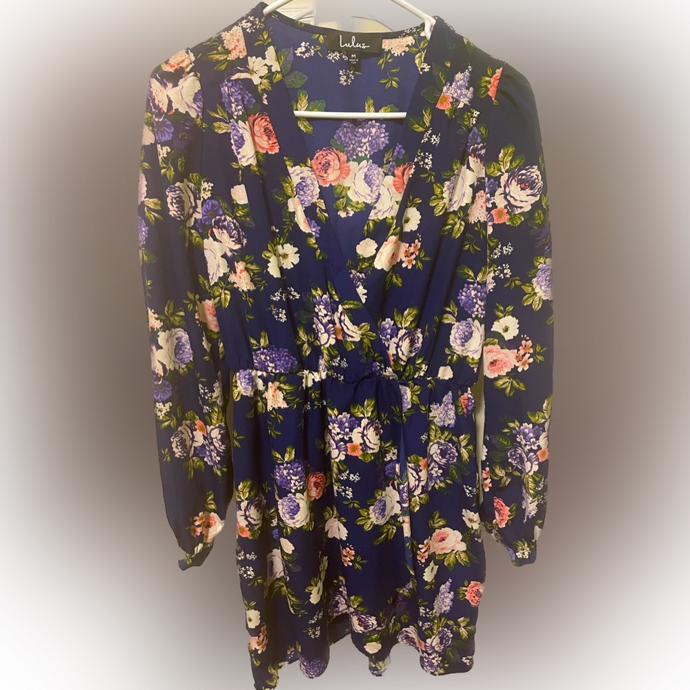 Royal blue floral mini dress